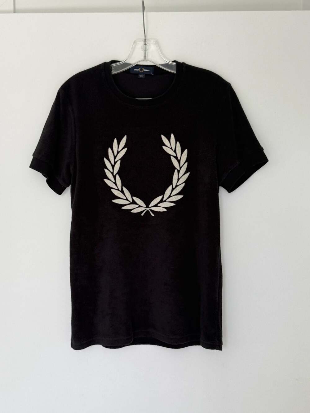 Fred Perry Black Terry Cloth Big Laurel Wreath Logo T-Shirt
